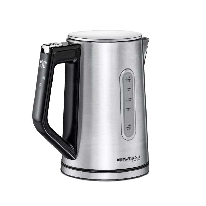 Hervidor eléctrico Rommelsbacher WK 3000 — 1,7 L, 3000 W, acero inoxidable y negro