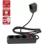 Regleta de enchufes REV 3+1 tomas con interruptor, cable de 2 m, negra
