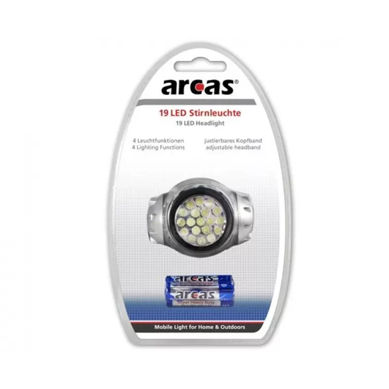 Linterna frontal Arcas 19 LED 4 funciones de luz