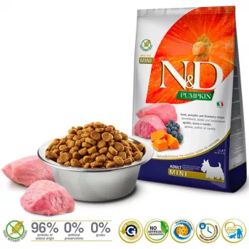 FARMINA N&D Pumpkin Lamb & Blueberry Adult Mini - Pienso para perros - 2,5 kg