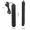 Regleta de enchufes MACLEAN MCE395 B — 5 enchufes, 3×USB, 110–240V AC, 2,1A USB, 2500W, cable de 1,5 m, negra