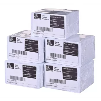 Zebra Premier Tarjetas de PVC, 30 mil (5 paquetes x 100)