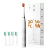 Cepillo de dientes sónico OCLEAN FLOW Adultos — a pilas, modo blanqueamiento, temporizador integrado, velocidad ajustable, 255 mm de altura, blanco, 0,13 kg, 1 mango + 1 cabezal de cepillo
