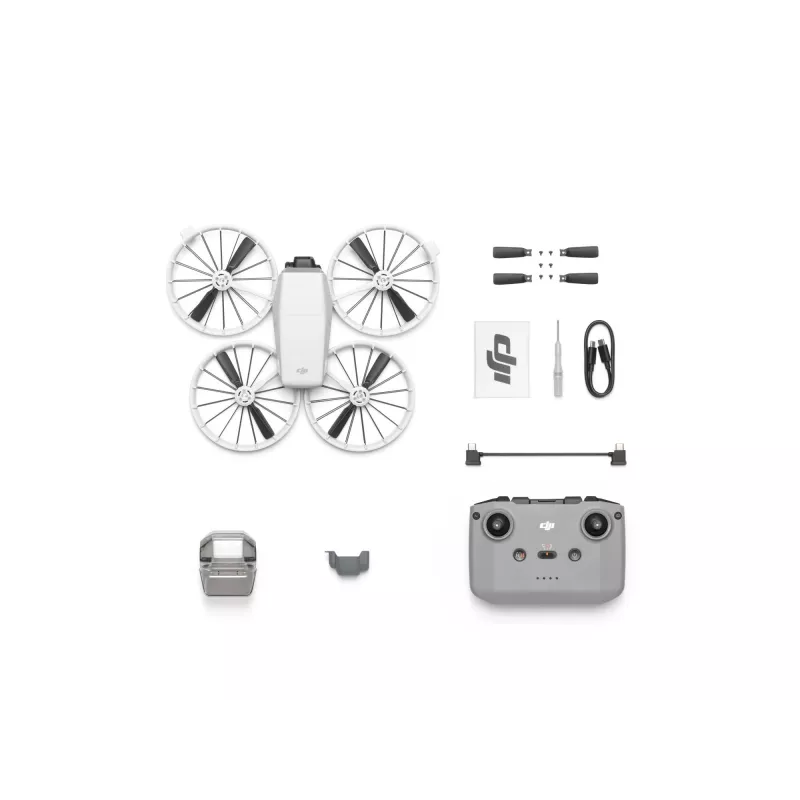 Dron DJI Flip con 4 rotores, cámara de 48 MP, vídeo 3840×2160, batería 3110 mAh, Negro/Blanco