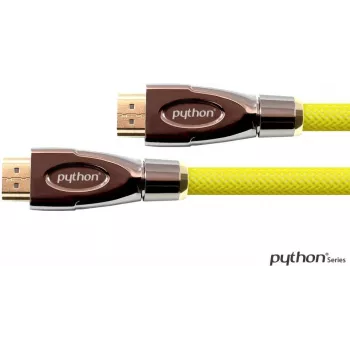 Cable de conexión PYTHON High-Speed-HDMI con Ethernet 4K2K / UHD - ACTIVO (chipset Redmere) - OFC - trenza de nailon amarillo - 30m - PYTHON Series