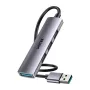 Hub USB Unitek H1208CGY01 — 4 puertos USB 3.0 (5 Gbit/s), compatible con USB 2.0, aluminio