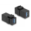 Módulo Keystone DeLOCK USB 3.0 A conector hembra a A conector hembra negro 1:1