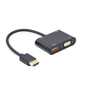 Adaptador HDMI a VGA GEMBIRD A-HDMIM-HDMIFVGAF-01, conector macho HDMI a salida VGA, 0,15 m, negro