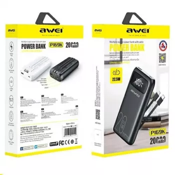 Batería externa 20000mAh P169 K 22.5W USB-C + cable Apple