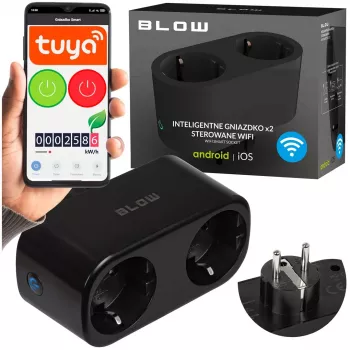 Enchufe inteligente doble controlado por Wi-Fi TUYA, negro