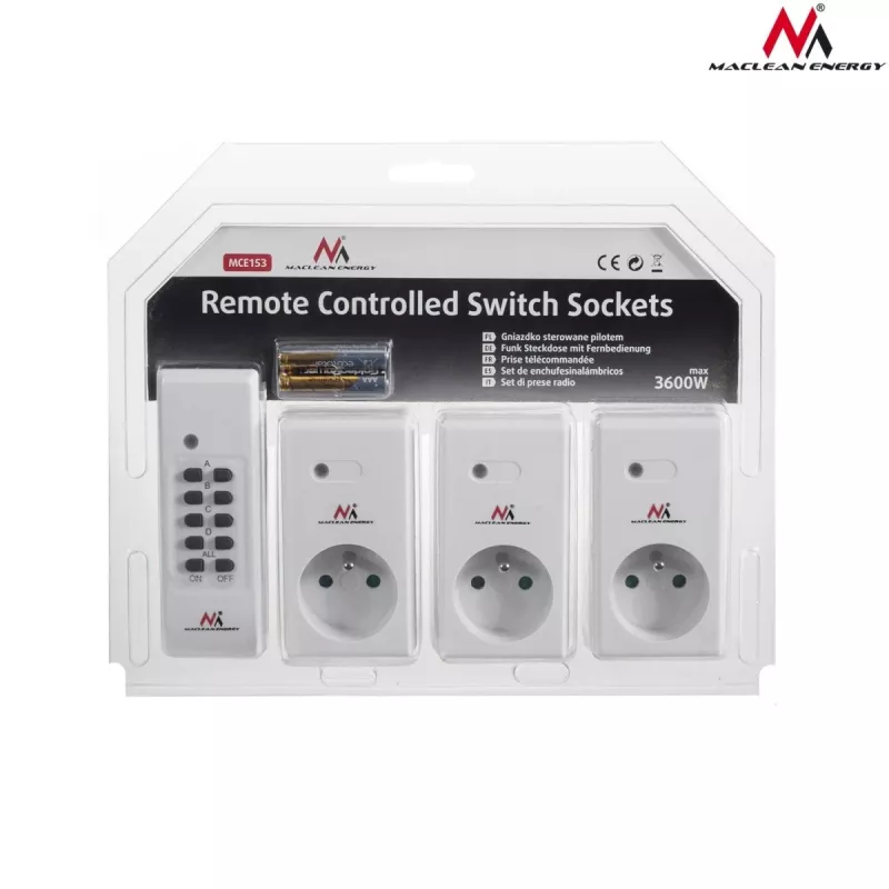 MCE153 set de 3 enchufes con mando a distancia - programables + mando a distancia