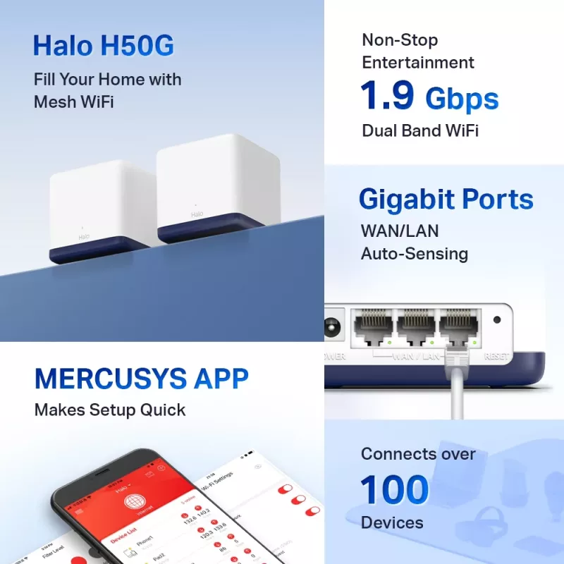 Sistema Wi-Fi Mesh para todo el hogar Mercusys AC1900