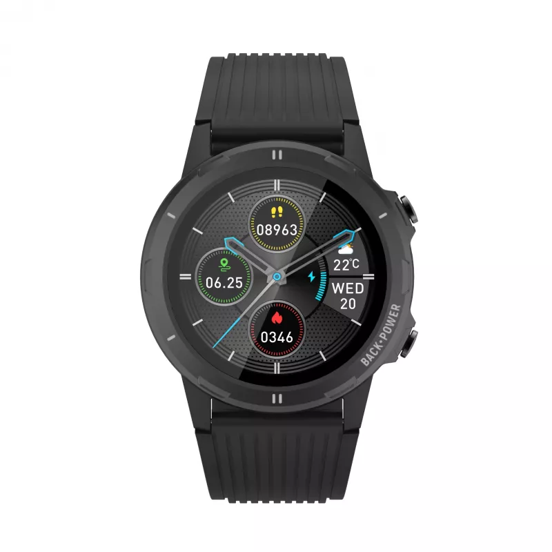 Denver SW-351 smartwatch, pantalla táctil IPS de 1,3″, sensor de frecuencia cardíaca, IP68, Bluetooth, negro
