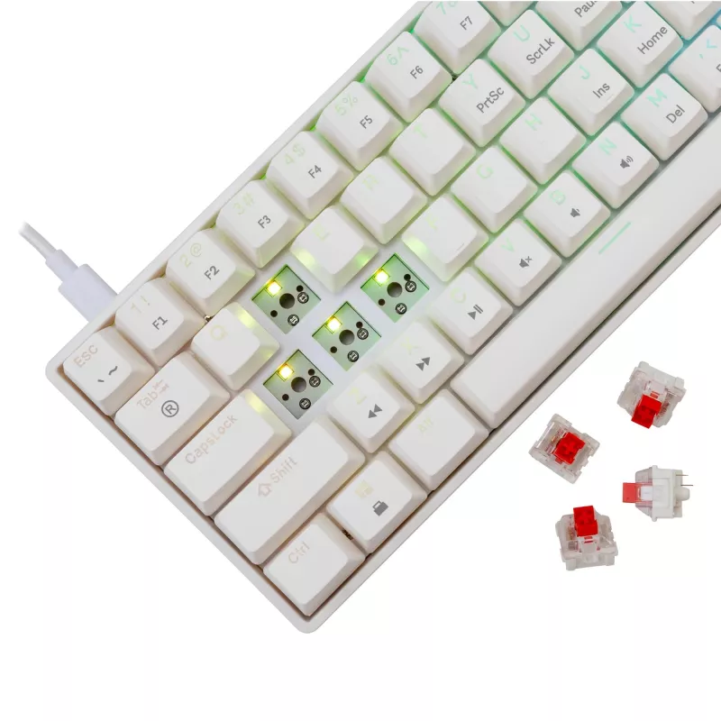 Teclado mecánico con cable White Shark Shinobi-2 (GK-004211) — distribución US, switches Red, blanco
