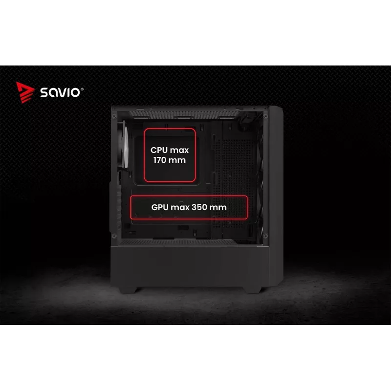 Savio Noctis Glass RGB Cube caja para PC, ATX/Micro-ATX/Mini-ITX, frontal de vidrio templado, ventiladores RGB, negra
