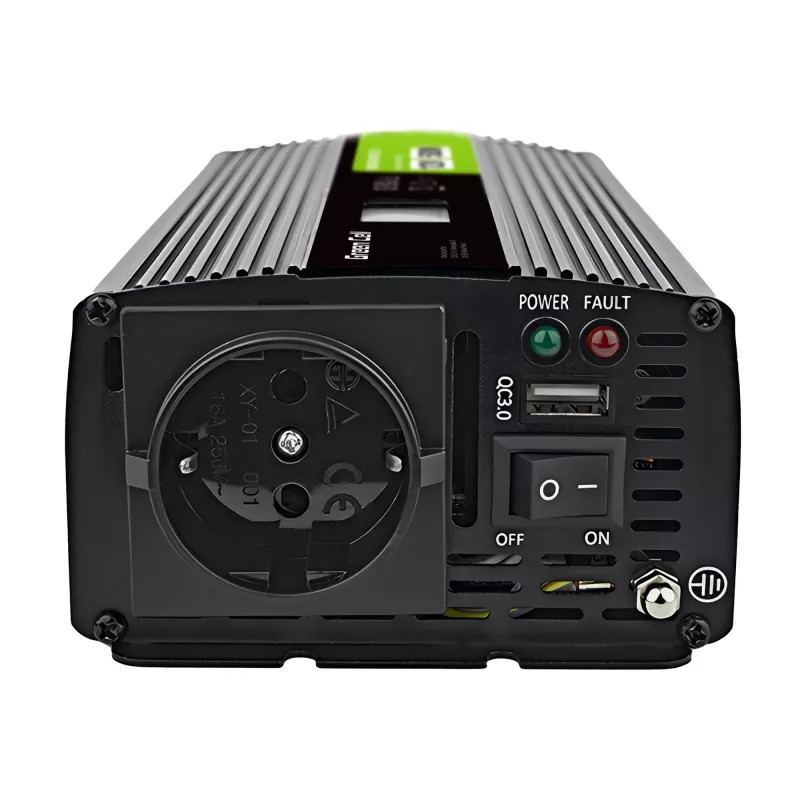 Convertidor de tensión Green Cell PowerInverter LCD 12 V 500W/1000W inversor de coche con pantalla – inversor/adaptador con onda sinusoidal pura coche negro