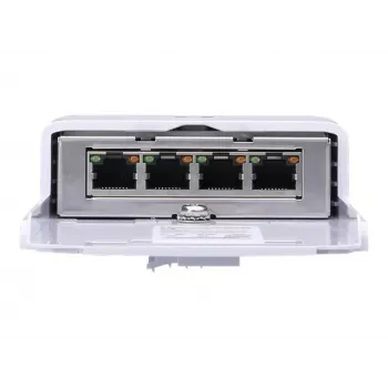Conmutador UBIQUITI NanoSwitch Gigabit Ethernet PoE, 4x Gigabit RJ-45, 4x puertos PoE, presupuesto 36 W, 24 V DC