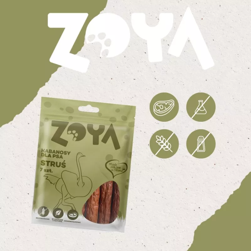 Salchichas de carne de avestruz ZOYA - Premios para perros - 7 unidades