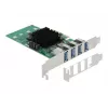 DeLOCK tarjeta PCI Express x4 a 4 x externo USB 3.0 Quad Channel - formato Low Profile