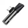 Adaptador de audio Baseus USB-C a minijack 3,5 mm + USB-C (negro)