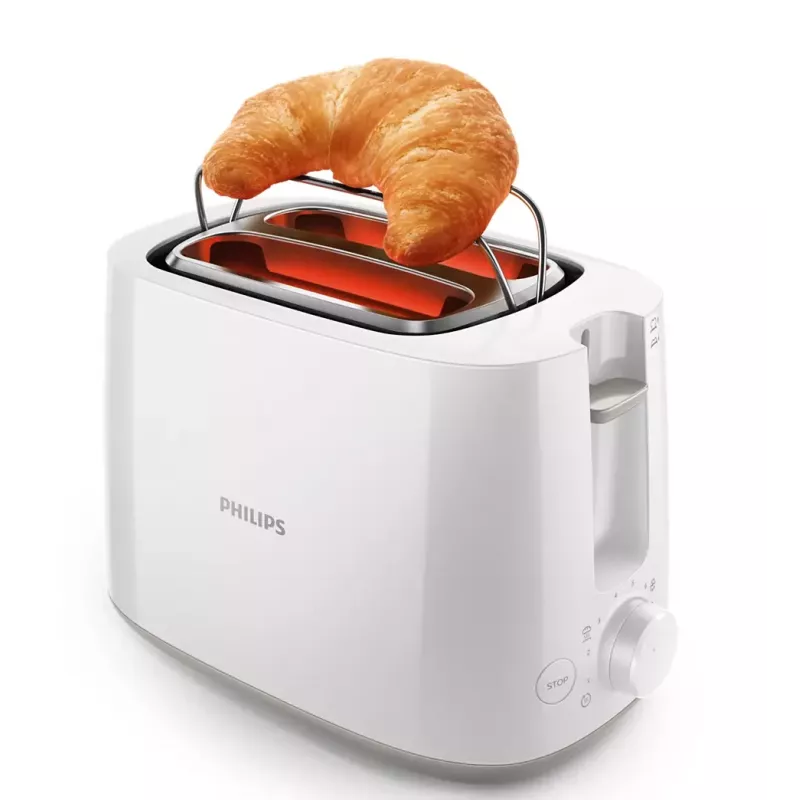 Tostadora Philips Daily Collection HD2581/00 — 2 rebanadas, 830 W, 8 niveles de tostado, blanco