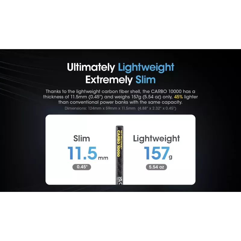 Nitecore CARBO 10000 batería externa, 10000 mAh, negra
