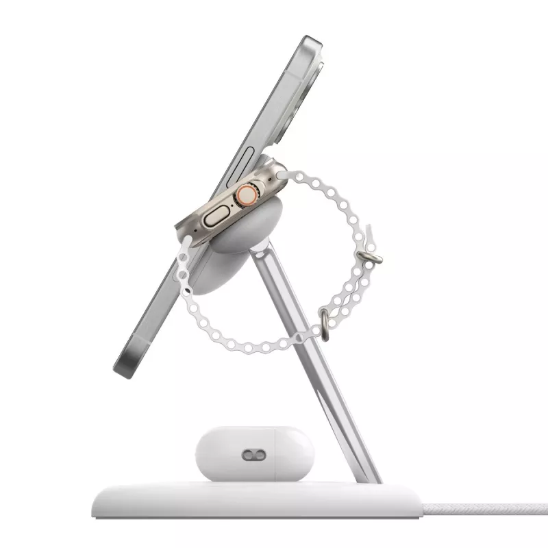 Belkin BoostCharge Pro 3 en 1 estación de carga inalámbrica con Qi2, blanco (WIZ023VFWH)