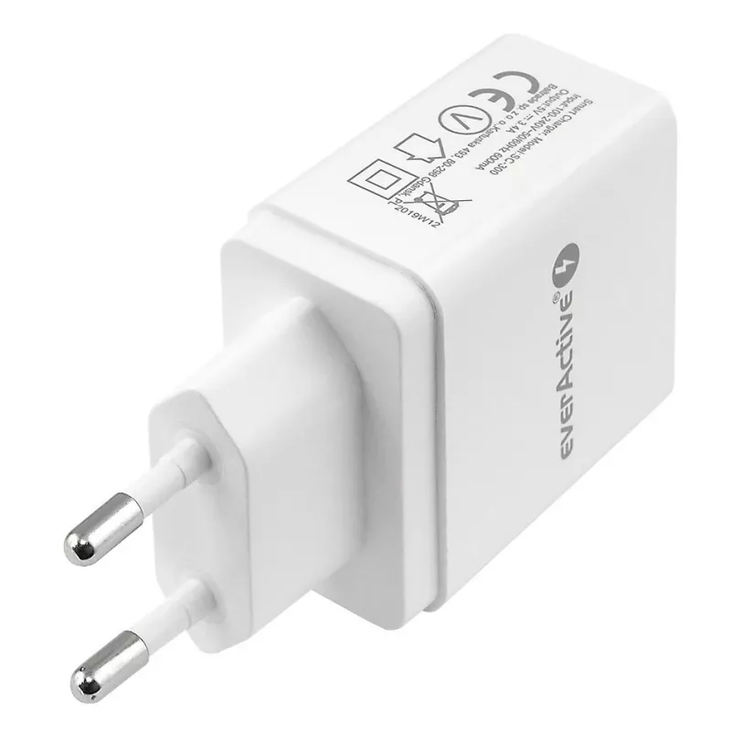 Everactive CARGADOR DE TELÉFONO 3X USB 3, 4A BLANCO