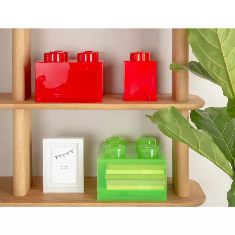 LEGO Storage Brick 4 caja de almacenamiento con tapa, roja transparente
