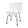 Silla de ducha con respaldo ActionMed KP500AM — ayuda de asiento ajustable de aluminio de 4 patas, patas antideslizantes, carga máxima 120 kg