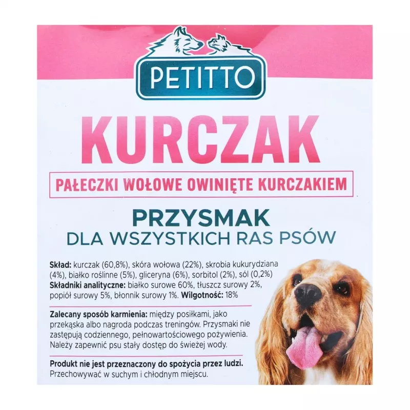 PETITTO Palitos envueltos en pollo snack para perros, 500 g