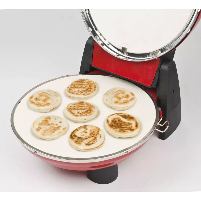 Máquina de pizza G3FERRARI G10032 – 1200 W, Superficie de piedra, máx. 400 °C, Pizza de 31 cm, Temporizador mecánico, Roja