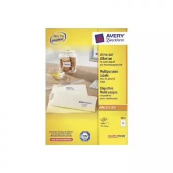 Etiquetas universales 70x35mm InkjetLaserCopy A4 100 hojas 2400 uds. Blanco