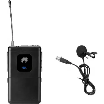 Micrófono de solapa Omnitronic UHF-E Series 527,5 MHz — micrófono de solapa con cable para voz y presentaciones