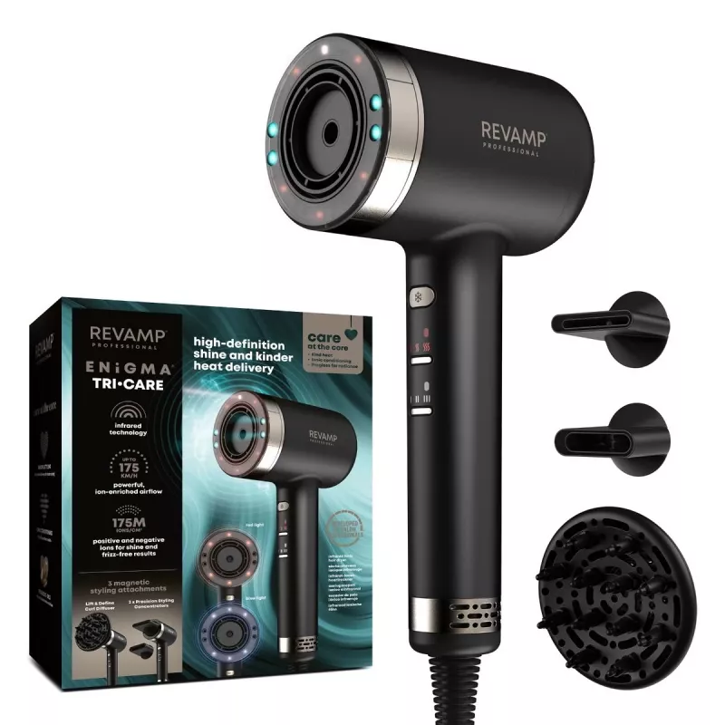 Secador de pelo Revamp DR-7250-EU, tecnología de infrarrojos e iones, modelo UE
