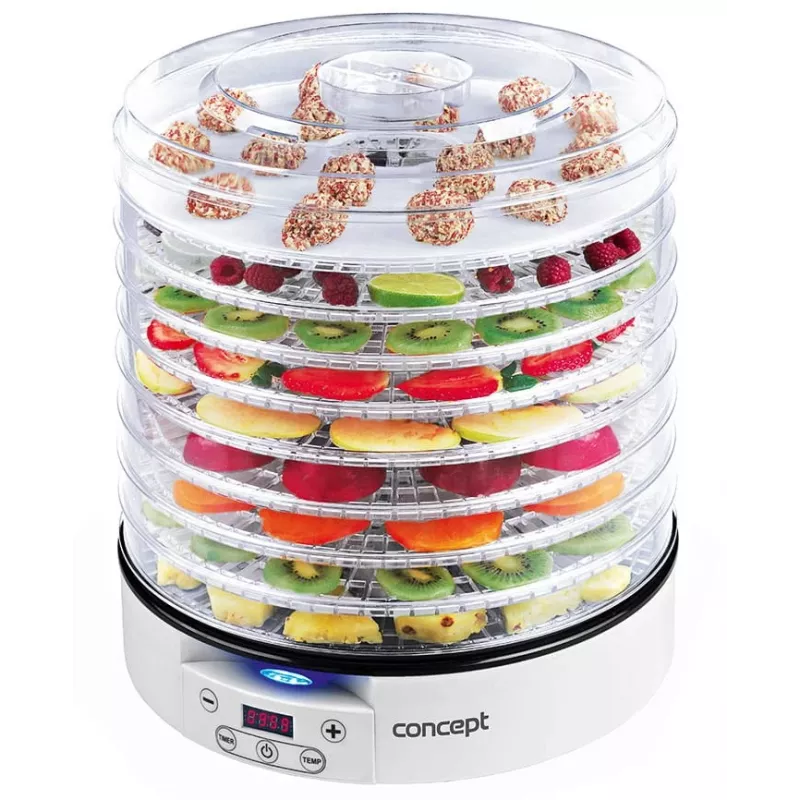 Deshidratador de alimentos Concept Solution SO2020, 500 W, pantalla LED, plata, 220–240 V, 3,3 cm de diámetro de rejilla
