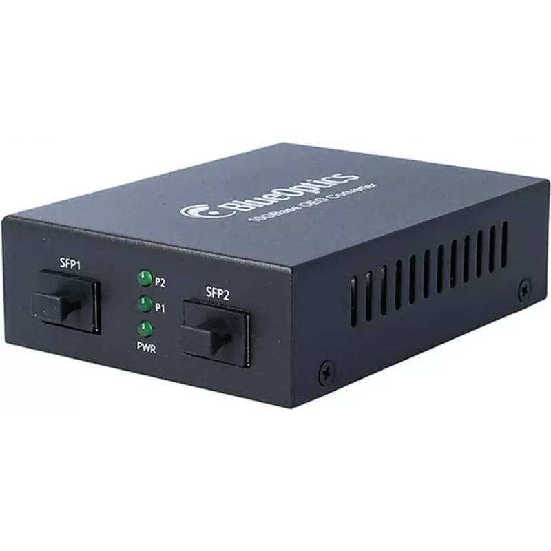 BlueOptics BLMC011-011 Convertidor de medios Ethernet de 10 Gigabit, 2x SFP+, incl. SFP+ SR 850 nm y LR 1310 nm