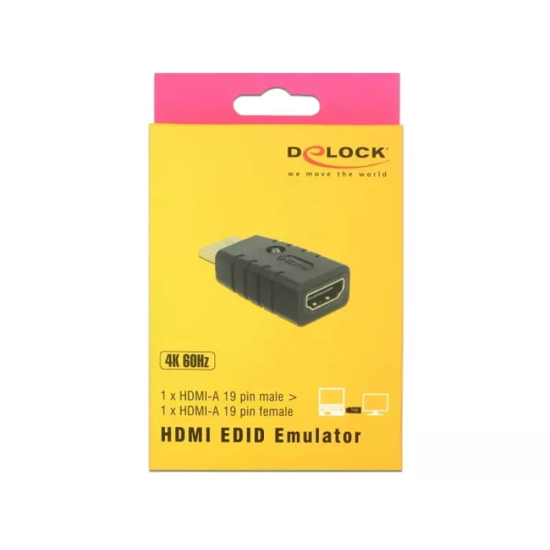 Adaptador HDMI (conector macho) > HDMI (conector hembra), emulador EDID (negro)