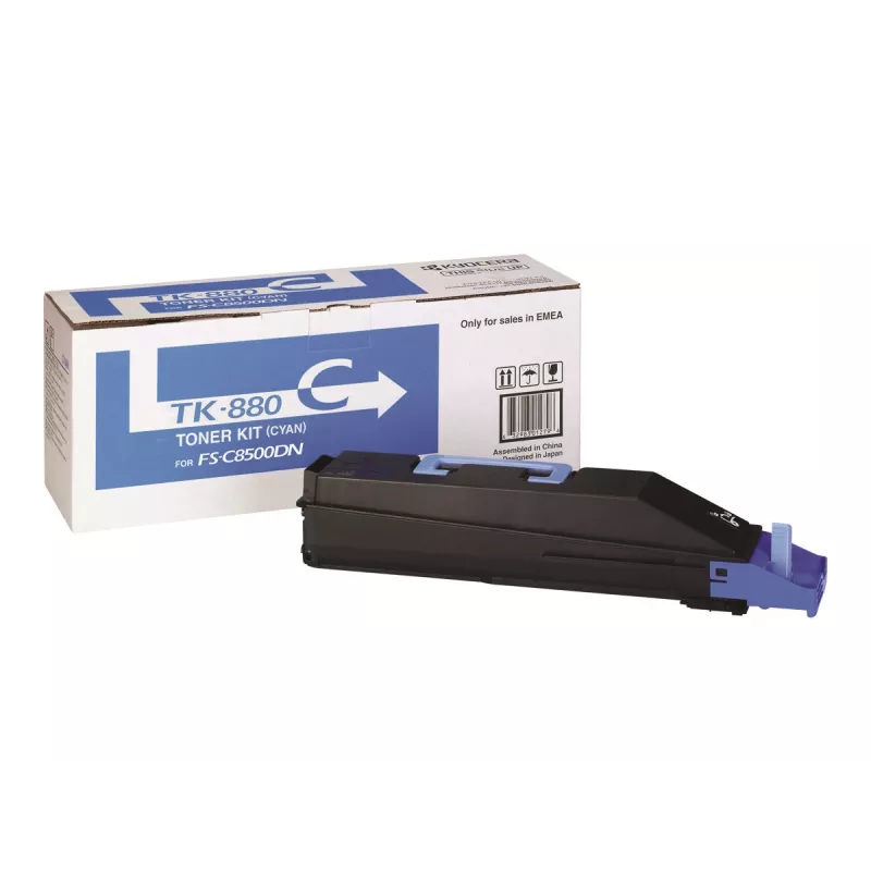 Cartucho de tóner Kyocera TK-880C cian, original, impresión láser, rendimiento 18.000 páginas, 1 ud.
