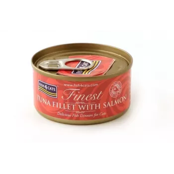 Comida húmeda para gatos FISH4DOGS Filete de atún con salmón 70 g bolsa, adult, sabor a pescado, 85% humedad