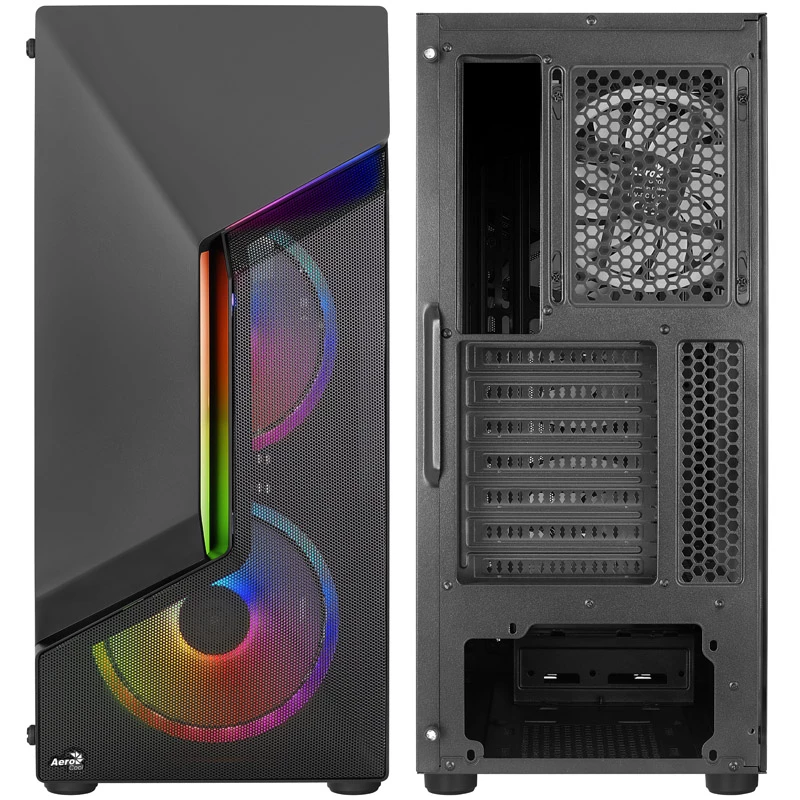 Aerocool Scape-G-BK-v2 Midi-Tower, Tempered Glass, FRGB - negro