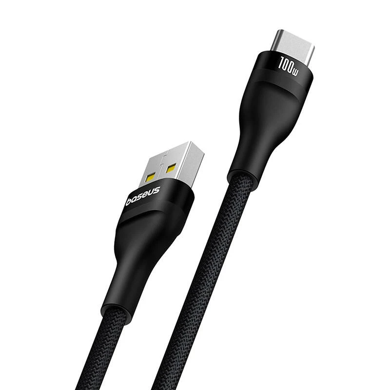 Baseus Flash 2 Cable de carga rápida USB A a USB C 2 m 100 W Negro
