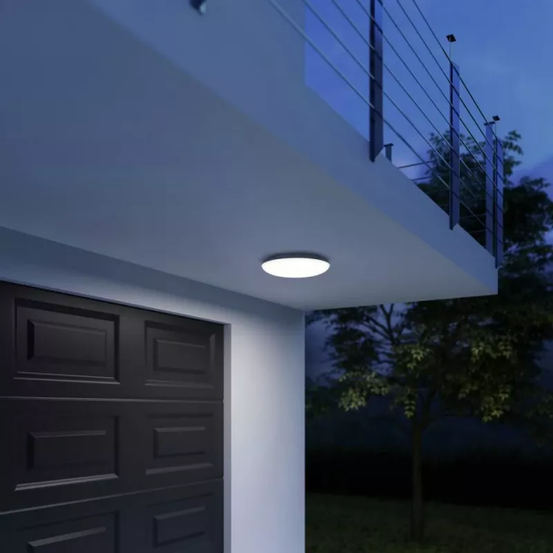 Lámpara de techo Steinel DL Vario Quattro PRO S, redonda LED fija 14 W, 310×69 mm, blanca, sensor de movimiento