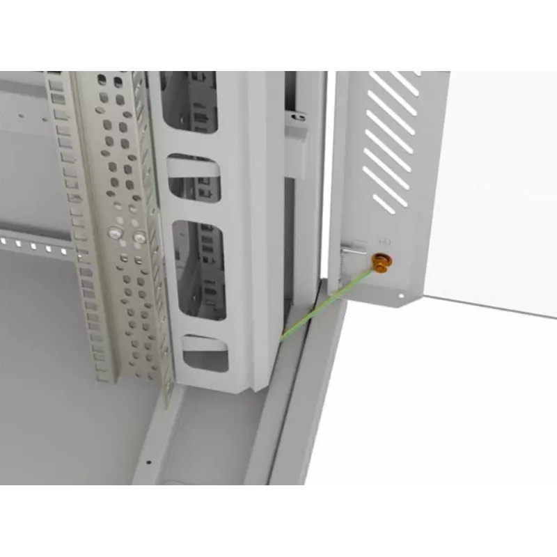 Armario rack LANBERG FF01-8047-12SL 47U 800x1000 mm gris con puertas de cristal delanteras y traseras y espacio para panel LCD