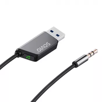 Savio TR-16 adaptador transmisor AUX con función manos libres, Bluetooth 5.3, Google Assistant/Siri