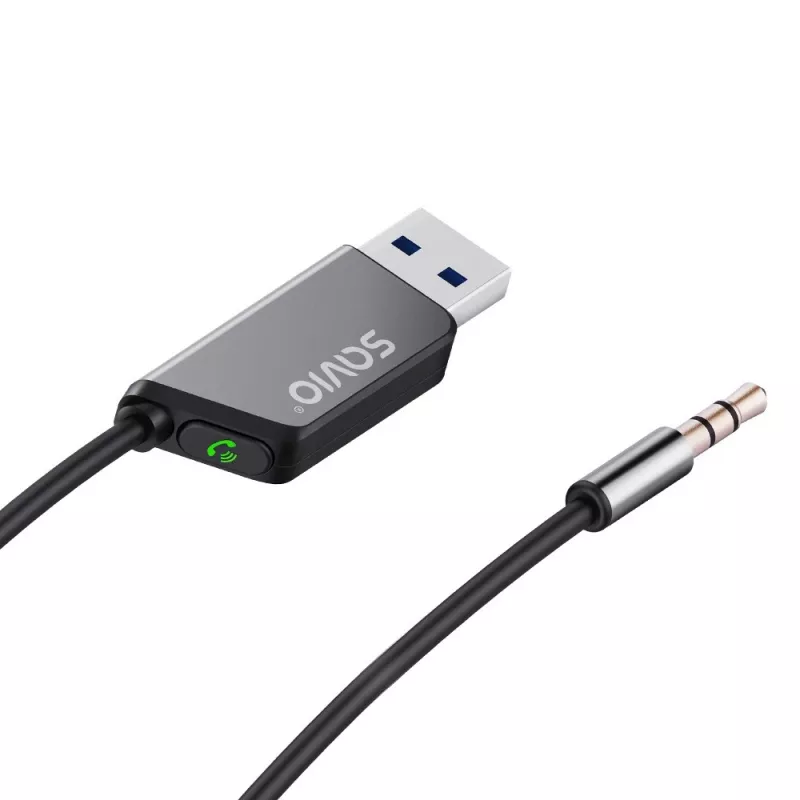Savio TR-16 adaptador transmisor AUX con función manos libres, Bluetooth 5.3, Google Assistant/Siri