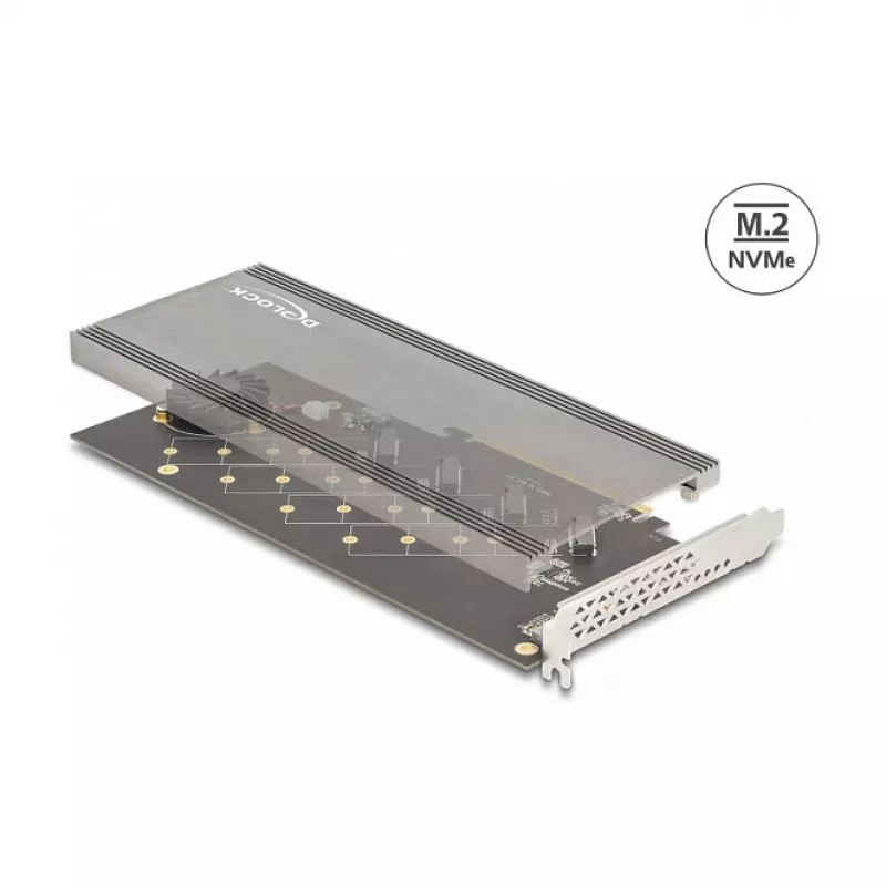 Tarjeta DeLOCK PCI Express 4.0 x16 a 4 x NVMe M.2 Key M internos con disipador y ventilador