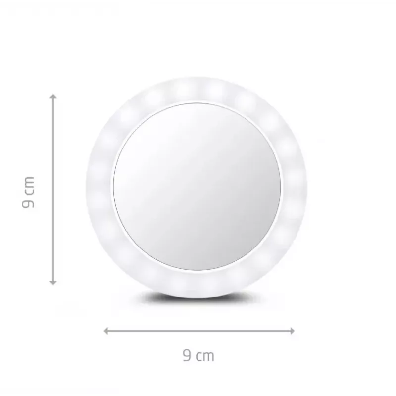 Espejo de maquillaje de pie Medisana 23603 — redondo blanco, a pilas, plegable, iluminación integrada