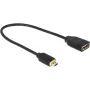 Cable DELOCK HDMI Micro D conector macho > HDMI A conector hembra High Speed con Ethernet 3D 4K 20cm Premium Slim