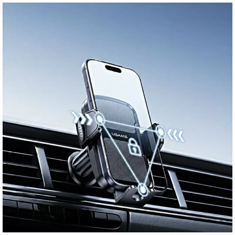 Soporte para coche usams ZJ085 negro — soporte para smartphone de vehículo, pinza ajustable